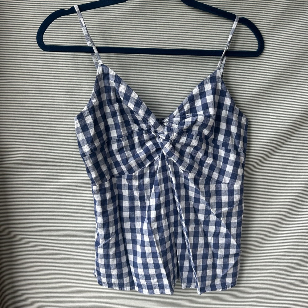 Old Navy Navy and White Gingham Blouse